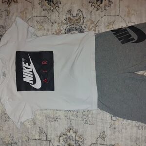 Nike Air White and Gray T-Shirt and Shorts Set
